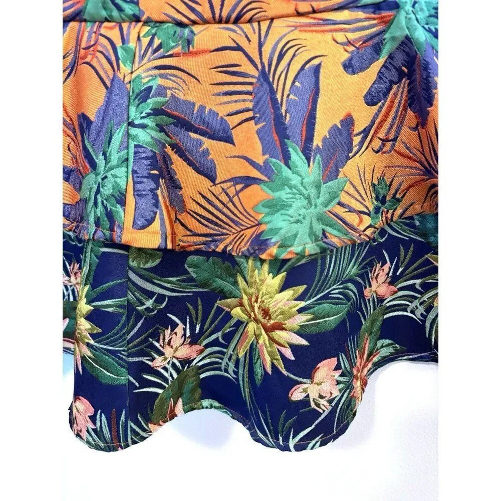 Asos Damask Embroidered Tropical Tiered Skirt Size 14